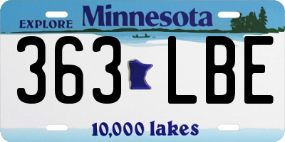 MN license plate 363LBE