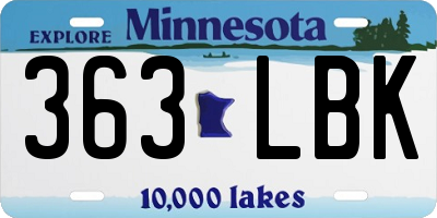 MN license plate 363LBK