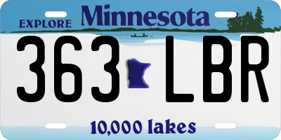 MN license plate 363LBR