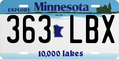 MN license plate 363LBX