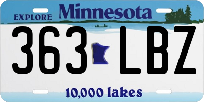 MN license plate 363LBZ