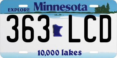 MN license plate 363LCD