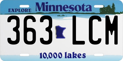 MN license plate 363LCM