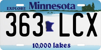 MN license plate 363LCX