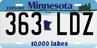 MN license plate 363LDZ