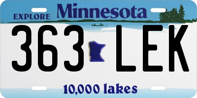 MN license plate 363LEK