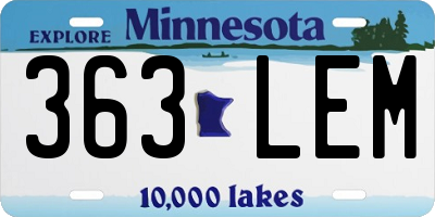 MN license plate 363LEM