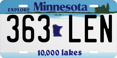 MN license plate 363LEN