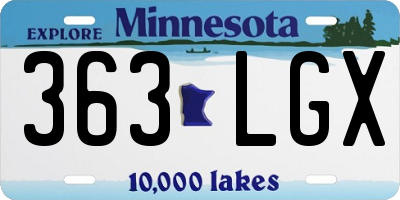 MN license plate 363LGX