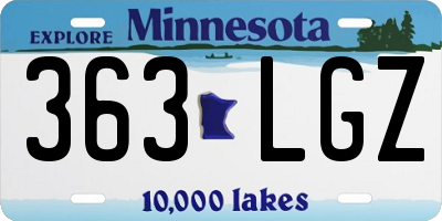 MN license plate 363LGZ