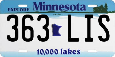 MN license plate 363LIS