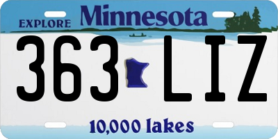 MN license plate 363LIZ