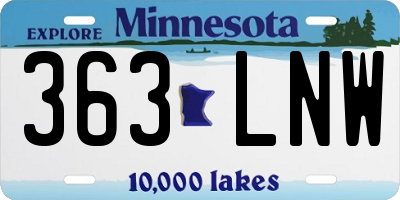 MN license plate 363LNW