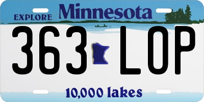 MN license plate 363LOP
