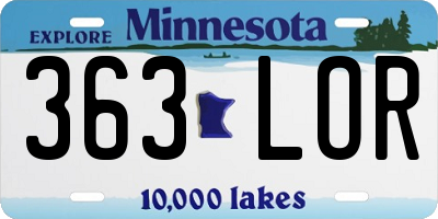 MN license plate 363LOR