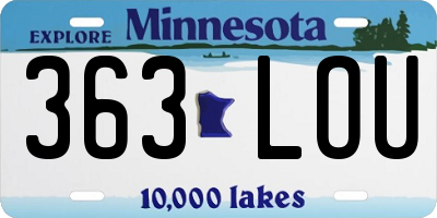 MN license plate 363LOU