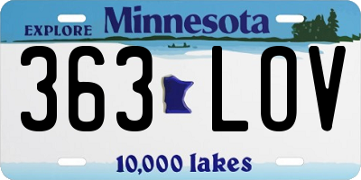 MN license plate 363LOV