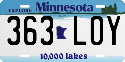 MN license plate 363LOY
