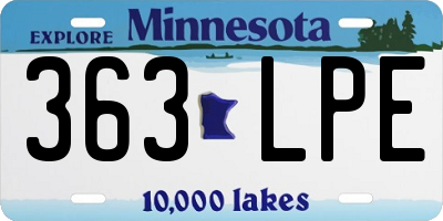 MN license plate 363LPE