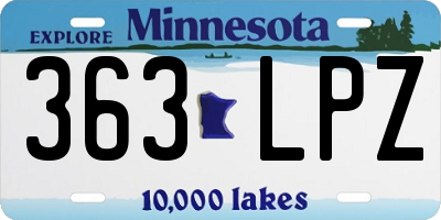 MN license plate 363LPZ