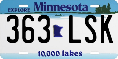 MN license plate 363LSK