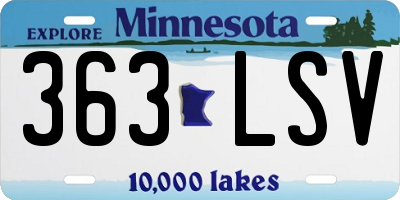 MN license plate 363LSV