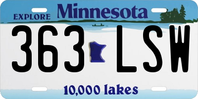 MN license plate 363LSW