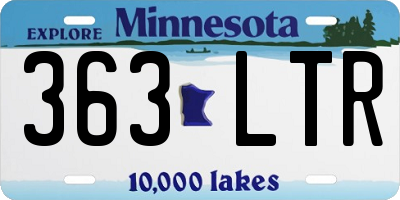 MN license plate 363LTR