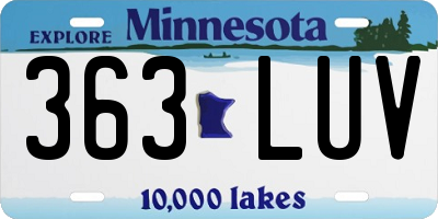 MN license plate 363LUV