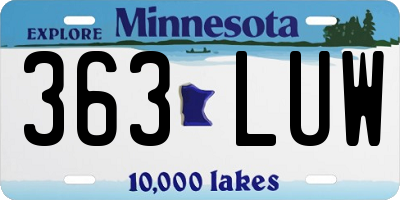 MN license plate 363LUW