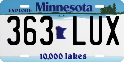 MN license plate 363LUX