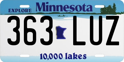 MN license plate 363LUZ