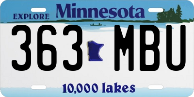 MN license plate 363MBU