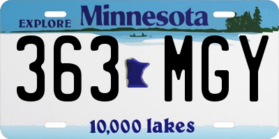 MN license plate 363MGY