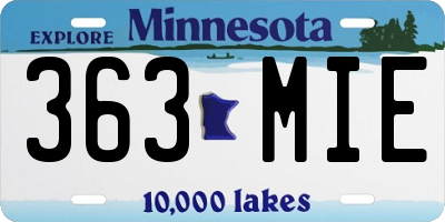 MN license plate 363MIE