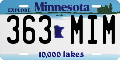 MN license plate 363MIM