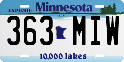 MN license plate 363MIW