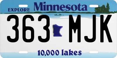 MN license plate 363MJK
