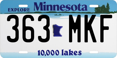MN license plate 363MKF