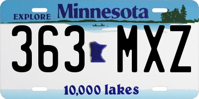 MN license plate 363MXZ