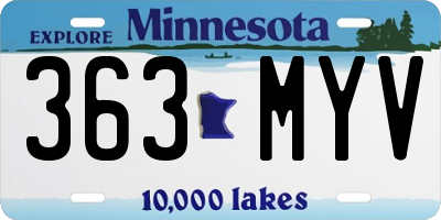 MN license plate 363MYV