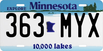 MN license plate 363MYX