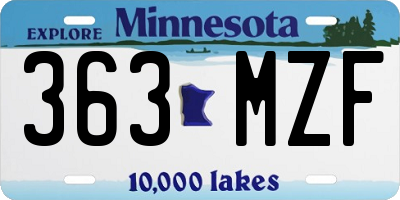 MN license plate 363MZF