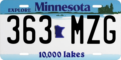 MN license plate 363MZG