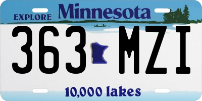 MN license plate 363MZI