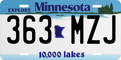 MN license plate 363MZJ