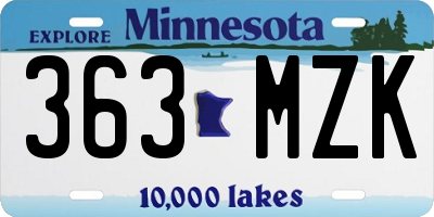 MN license plate 363MZK