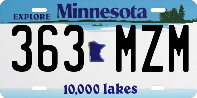 MN license plate 363MZM