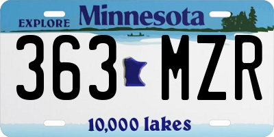 MN license plate 363MZR