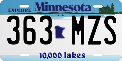 MN license plate 363MZS